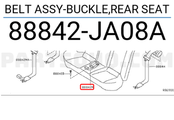 Nissan 88842JA08A BELT ASSY-BUCKLE,REAR SEAT