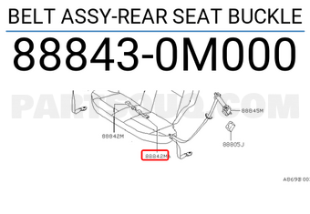 Nissan 888430M000 BELT ASSY-REAR SEAT BUCKLE