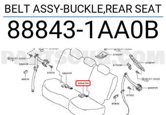 Nissan 888431AA0B BELT ASSY-BUCKLE,REAR SEAT