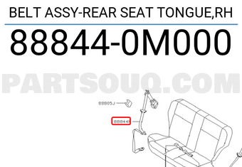 Nissan 888440M000 BELT ASSY-REAR SEAT TONGUE,RH