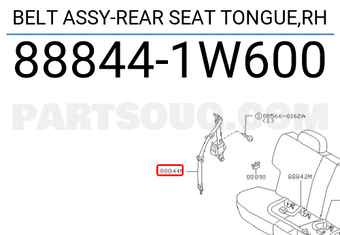 Nissan 888441W600 BELT ASSY-REAR SEAT TONGUE,RH