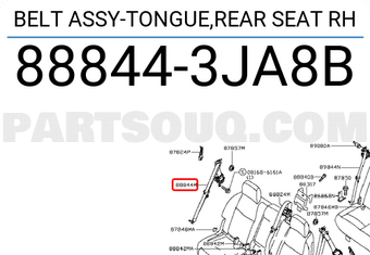 Nissan 888443JA8B BELT ASSY-TONGUE,REAR SEAT RH