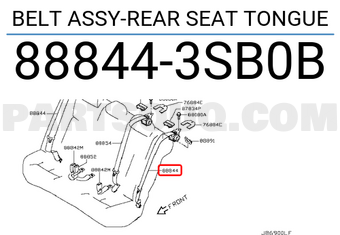 Nissan 888443SB0B BELT ASSY-REAR SEAT TONGUE