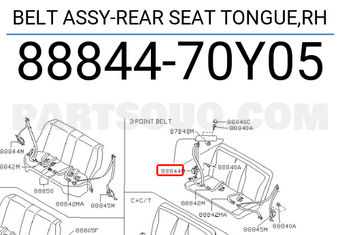 Nissan 8884470Y05 BELT ASSY-REAR SEAT TONGUE,RH