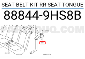 Nissan 888449HS8B SEAT BELT KIT RR SEAT TONGUE