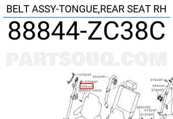 Nissan 88844ZC38C BELT ASSY-TONGUE,REAR SEAT RH