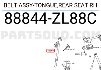 Nissan 88844ZL88C BELT ASSY-TONGUE,REAR SEAT RH