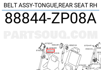 Nissan 88844ZP08A BELT ASSY-TONGUE,REAR SEAT RH