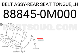 Nissan 888450M000 BELT ASSY-REAR SEAT TONGUE,LH