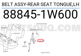 Nissan 888451W600 BELT ASSY-REAR SEAT TONGUE,LH