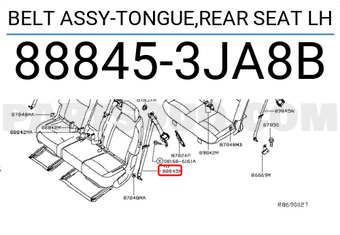 Nissan 888453JA8B BELT ASSY-TONGUE,REAR SEAT LH