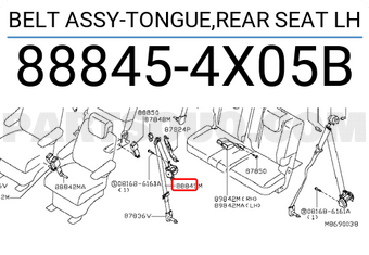 Nissan 888454X05B BELT ASSY-TONGUE,REAR SEAT LH