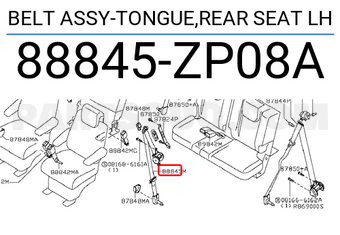 Nissan 88845ZP08A BELT ASSY-TONGUE,REAR SEAT LH