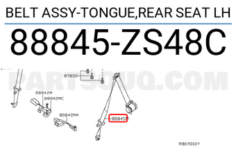 Nissan 88845ZS48C BELT ASSY-TONGUE,REAR SEAT LH