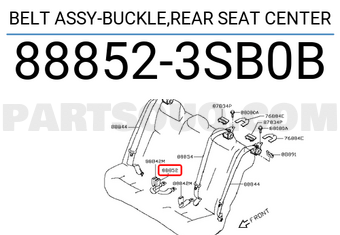 Nissan 888523SB0B BELT ASSY-BUCKLE,REAR SEAT CENTER
