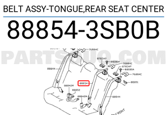 Nissan 888543SB0B BELT ASSY-TONGUE,REAR SEAT CENTER