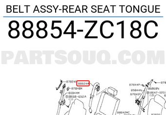 Nissan 88854ZC18C BELT ASSY-REAR SEAT TONGUE