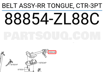 Nissan 88854ZL88C BELT ASSY-RR TONGUE, CTR-3PT