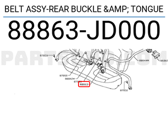 Nissan 88863JD000 BELT ASSY-REAR BUCKLE & TONGUE