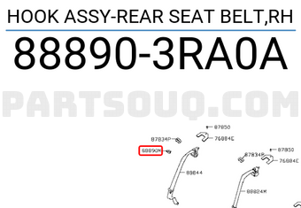 Nissan 888903RA0A HOOK ASSY-REAR SEAT BELT,RH