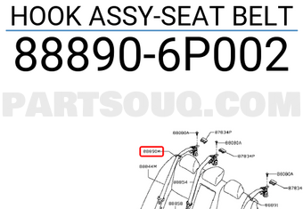 Nissan 888906P002 HOOK ASSY-SEAT BELT