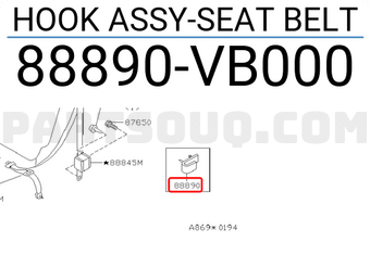Nissan 88890VB000 HOOK ASSY-SEAT BELT