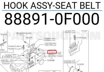 Nissan 888910F000 HOOK ASSY-SEAT BELT