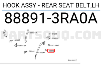 Nissan 888913RA0A HOOK ASSY - REAR SEAT BELT,LH