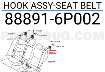 Nissan 888916P002 HOOK ASSY-SEAT BELT