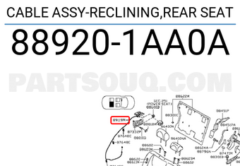 Nissan 889201AA0A CABLE ASSY-RECLINING,REAR SEAT