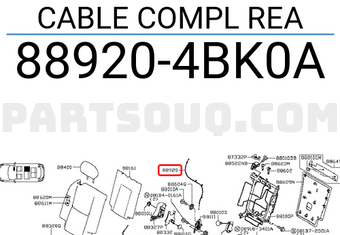 Nissan 889204BK0A CABLE COMPL REA
