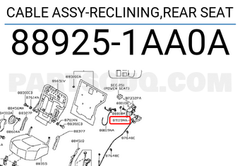 Nissan 889251AA0A CABLE ASSY-RECLINING,REAR SEAT