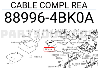 Nissan 889964BK0A CABLE COMPL REA