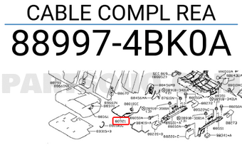 Nissan 889974BK0A CABLE COMPL REA