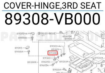 Nissan 89308VB000 COVER-HINGE,3RD SEAT