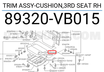 Nissan 89320VB015 TRIM ASSY-CUSHION,3RD SEAT RH