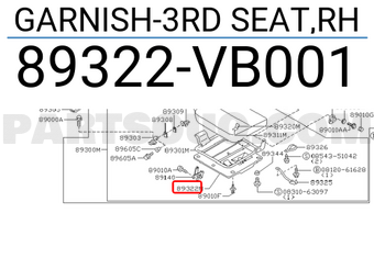 Nissan 89322VB001 GARNISH-3RD SEAT,RH