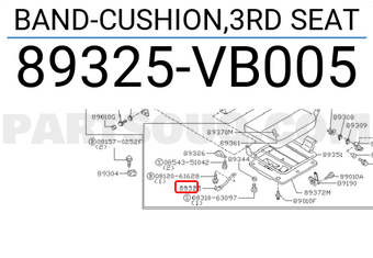 Nissan 89325VB005 BAND-CUSHION,3RD SEAT