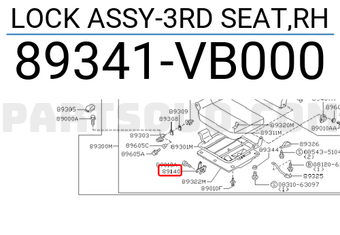 Nissan 89341VB000 LOCK ASSY-3RD SEAT,RH