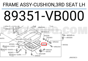 Nissan 89351VB000 FRAME ASSY-CUSHION,3RD SEAT LH