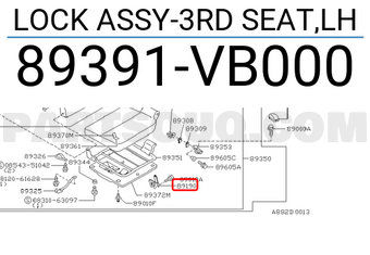 Nissan 89391VB000 LOCK ASSY-3RD SEAT,LH