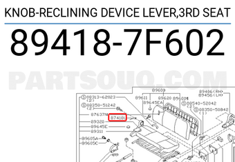 Nissan 894187F602 KNOB-RECLINING DEVICE LEVER,3RD SEAT