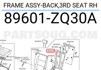 Nissan 89601ZQ30A FRAME ASSY-BACK,3RD SEAT RH