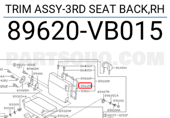 Nissan 89620VB015 TRIM ASSY-3RD SEAT BACK,RH