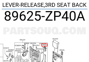 Nissan 89625ZP40A LEVER-RELEASE,3RD SEAT BACK