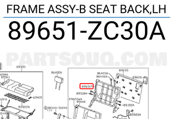 Nissan 89651ZC30A FRAME ASSY-B SEAT BACK,LH