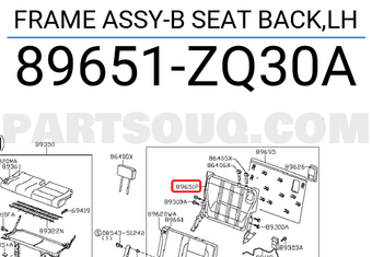Nissan 89651ZQ30A FRAME ASSY-B SEAT BACK,LH