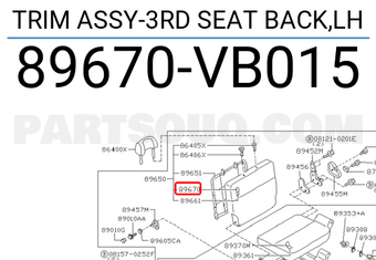 Nissan 89670VB015 TRIM ASSY-3RD SEAT BACK,LH