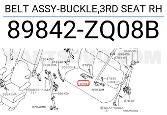 Nissan 89842ZQ08B BELT ASSY-BUCKLE,3RD SEAT RH