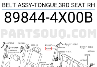 Nissan 898444X00B BELT ASSY-TONGUE,3RD SEAT RH